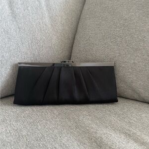 Jacqueline Ferrar Black Satin Cocktail Handbag.